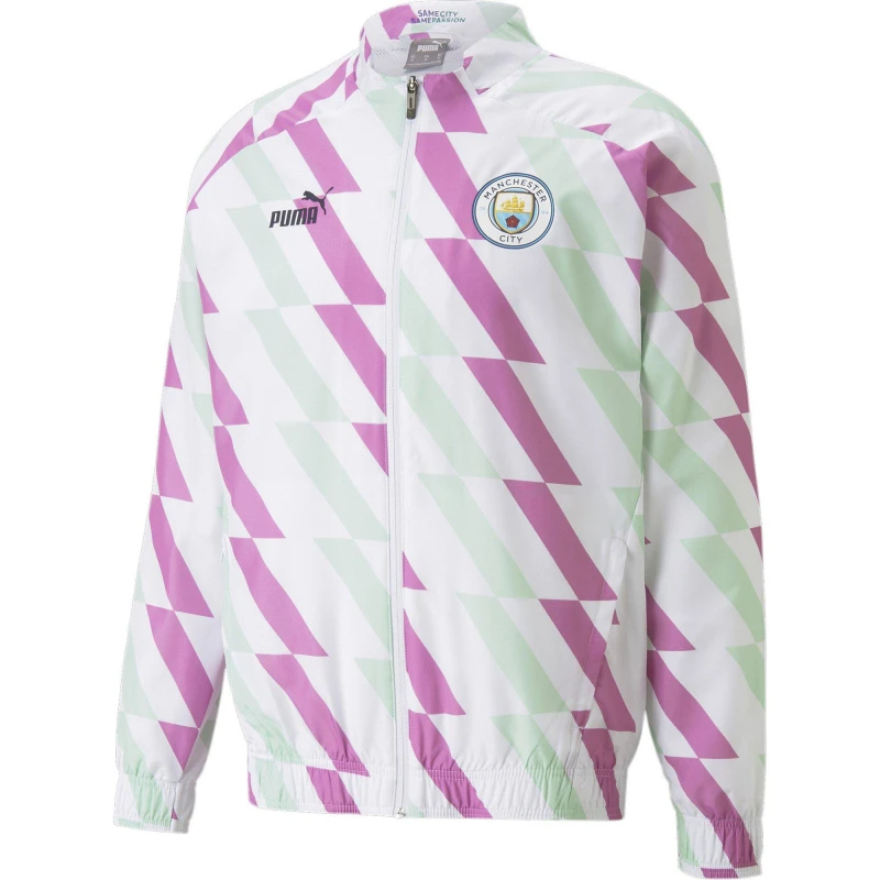 Image of Puma Mcfc Prematch Jacket Drop 2 Anorak Mens Puma White male XS