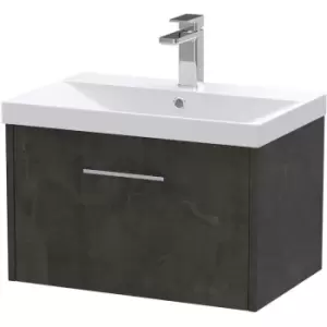 Image of Hudson Reed Juno Wall Hung 1-Drawer Vanity Unit with Basin 3 600mm Wide - Metallic Slate