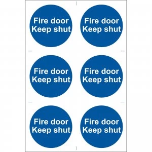 Image of Draper Fire Door Keep Shut Sign Pack of 6 100mm 100mm Standard