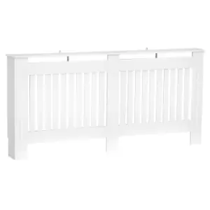 Image of HOMCOM Slatted Radiator Cover Painted Cabinet MDF Lined Grill in White 172L x 19W x 81H cm