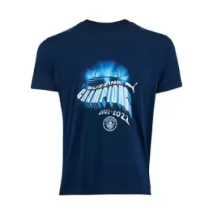 Image of Puma Manchester City Winners T Shirt - Blue