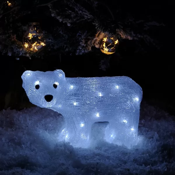 Image of 20cm Battery Operated LED Light up Acrylic Christmas Polar Bear Cub Decoration