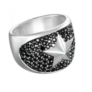 Image of Ladies Karl Lagerfeld Silver Plated Star Dome Ring Size P/Q