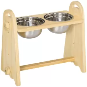 Image of Pawhut Adjustable Raised Dog Bowls w/ Stand and 2 Stainless Steel Bowls