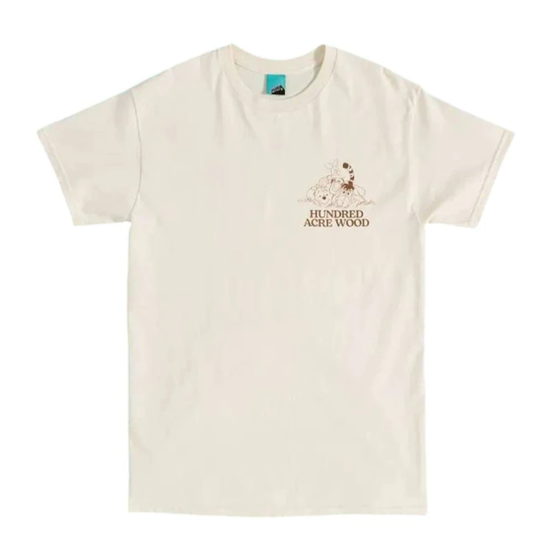 Image of Winnie The Pooh Mens Hundred Acre Wood Map Back Print T-Shirt in Natural Size: Small Natural Male S