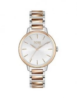 Image of Boss Signiture Silver Dial Two Tone Bracelet Watch
