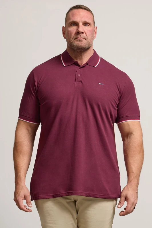 Image of BadRhino BadRhino Men Short Sleeve Polo Shirt in Burgundy Size: X-Large Burgundy 1XL Male 5063110103349