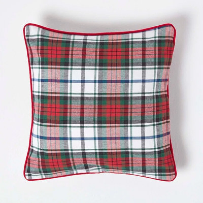 Image of Homescapes Cotton Macduff Tartan Cushion Cover, 45 X 45 Cm