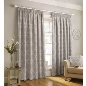 Image of Paoletti Olivia Pencil Pleat Curtains (90in x 72in) (Grey) - Grey