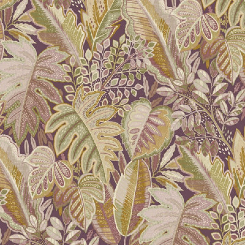 Image of GRANDECO Grandeco Ciara Autumn Leaves Aubergine Wallpaper Naturistic Paste The Wall Vinyl 544637