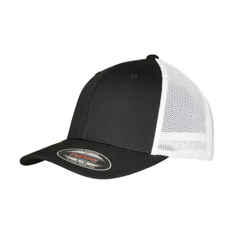Image of Flexfit Flexfit Men Mesh Trucker Cap in True Black True Black One Size Male 5063300291627