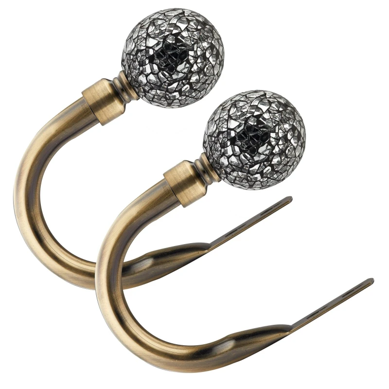 Image of Emma Barclay Metal Holdback Pair Tiebacks Cut Glass Antique Brass unisex One Size