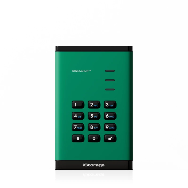 Image of iStorage iStorage diskAshur³ SSD 4TB Green Secure Portable Solid State Drive FIPS 140-3 Level 3 Complaint |Common Criteria EAL 5+ PIN protected