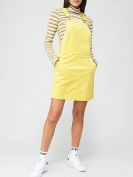 Image of Adidas Originals Comfy Cords Dungaree Dress - Yellow