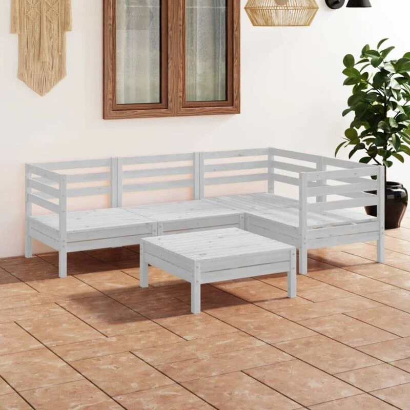 Image of VIDAXL 5 Piece Garden Lounge Set Solid Pinewood White Vidaxl 8720286685754