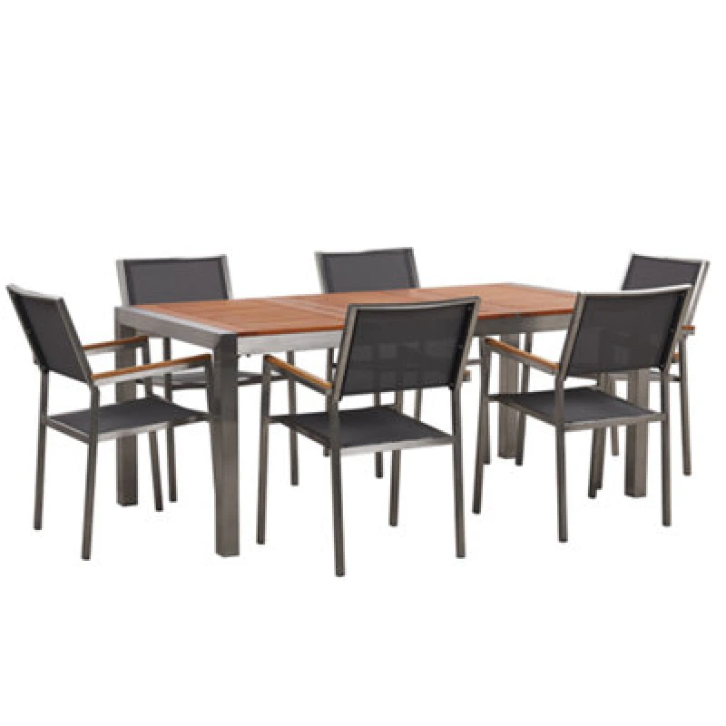 Image of Beliani Garden Dining Set 6 Seater Grosseto Eucalyptus Wood Brown/ Grey
