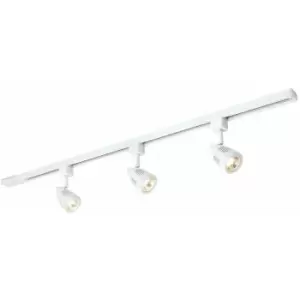 Image of 1m Adjustable Ceiling Track Spotlight Kit Gloss White 3x GU10 Downlight Rail