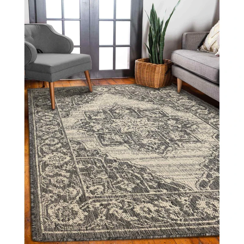 Image of Homemaker Gel Medallion Rug Steel Grey Grey unisex 60x230cm