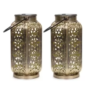 Image of Solar Antique Brass Outdoor Lantern