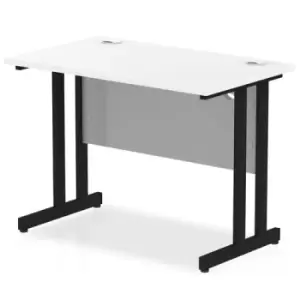 Image of Impulse 1000 x 600mm Straight Desk Grey Oak Top Black Cantilever Leg