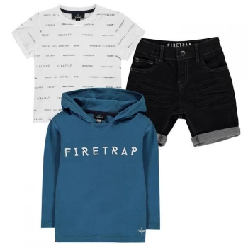 Image of Firetrap 3 Piece Shorts Set Infant Boys - Petrol