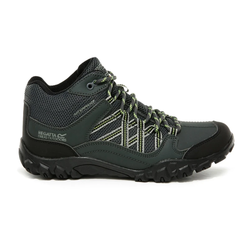 Image of Regatta Boys Edgepoint Mid Polyester Walking Boots UK Size 13 (EU 32) Briar/Elctric Lime RKF622-BPA-13