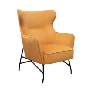 Image of Alpha high back lounge chair with Black metal frame - mustard