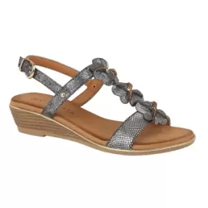 Image of Cipriata Womens/Ladies Flower Halterback Wedge Sandals (8 UK) (Pewter)