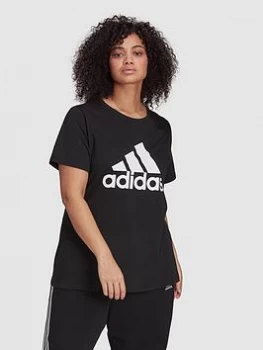 Image of Adidas Essentials Big Logo Tee - Plus Size, Black/White, Size 2X, Women