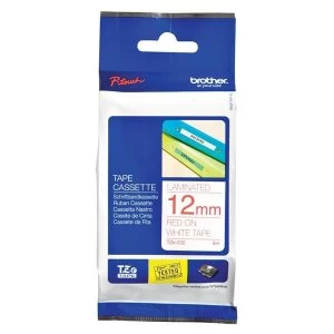 Image of Brother P-touch TZ 232 12mm x 8m Red On White Matt Laminated Labelling Tape