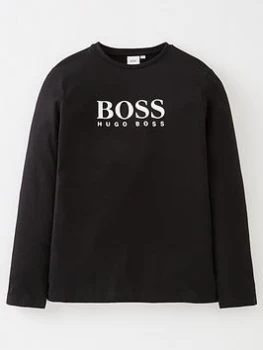 Image of Hugo Boss Long Sleeve Logo T-Shirt Navy Size 4 Years Boys