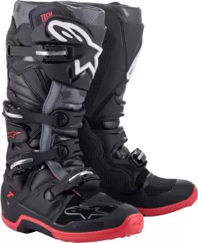 Image of Alpinestars Tech 7 Motocross Boots, black-grey-red, Size 40 41, black-grey-red, Size 40 41