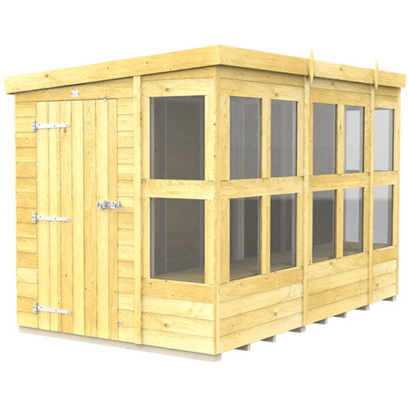 Image of Flat Pack Sheds DIY Sheds 10 x 6 Pent Potting Shed, Brown 10X6PPSFF