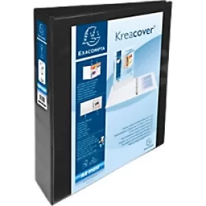 Image of Exacompta Presentation Ring Binder Kreacover Personal 51943NE Polypropylene A4+ 4 ring 40 mm Black Pack of 10