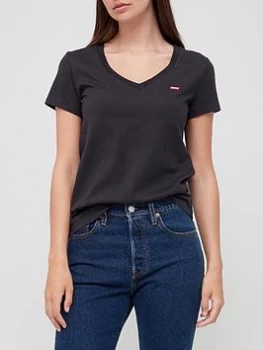Image of Levis V-neck Small Logo Tee - Black Size XS Women