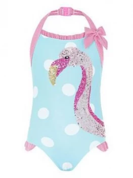 Image of Monsoon Girls Fee Flamingo Sequin Swimsuit - Turquoise