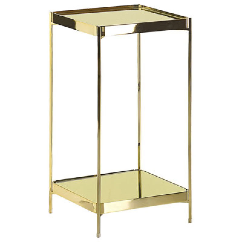 Image of Beliani Side Table Alsea Tempered Glass Gold
