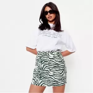Image of I Saw It First Zebra Print Denim Mini Skirt Co-Ord - Green