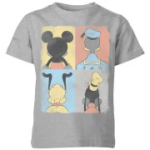 Image of Disney Donald Duck Mickey Mouse Pluto Goofy Tiles Kids T-Shirt - Grey - 3-4 Years