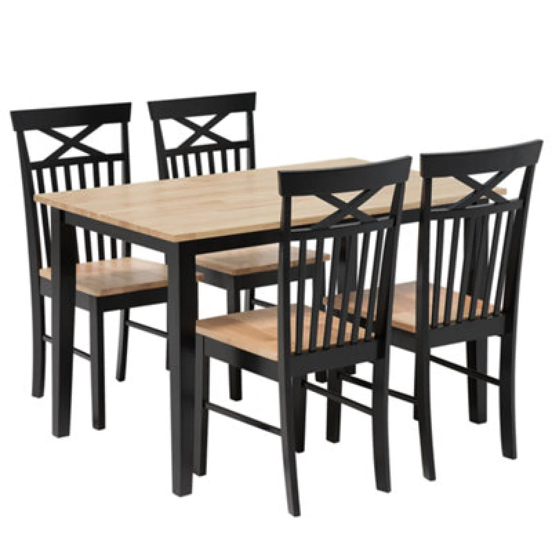 Image of Beliani Dining Set Houston Wood Brown/ Black 4 Seater