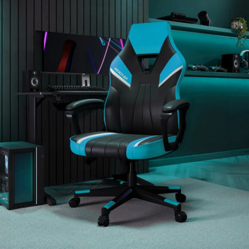 Image of X Rocker Tempest Ergonomic PC Office Gaming Chair - Neon Blue 2025243