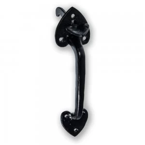 Image of LocksOnline Black Antique Heart Detail Thumb Latch Set