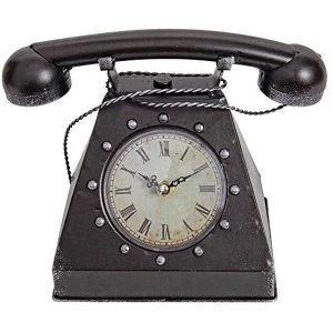 Image of HOMETIME? Metal Mantel Clock - Vintage Telephone