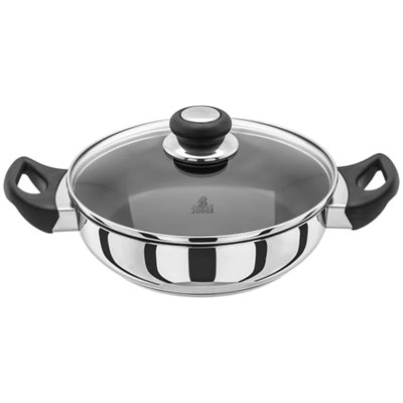 Image of Judge Vista Non-Stick Shallow Casserole With Shatterproof Glass Lid 24Cm - Silver