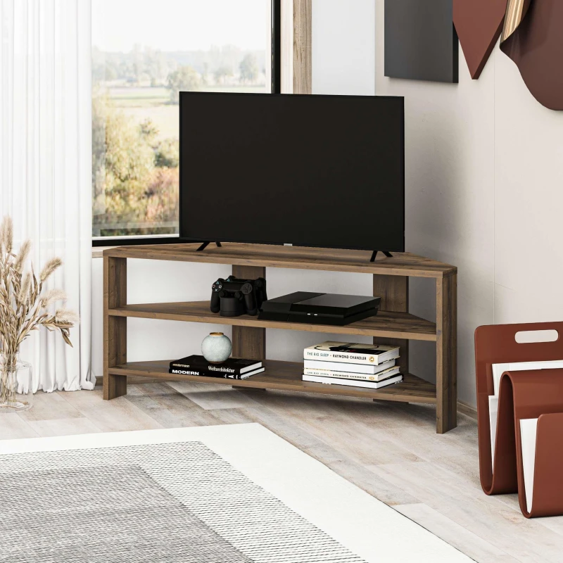 Image of Decortie Corner TV Unit Up To 32" Tvs 36X110X45Cm Particleboard Dark Oak Effect, Brown 8683628012314