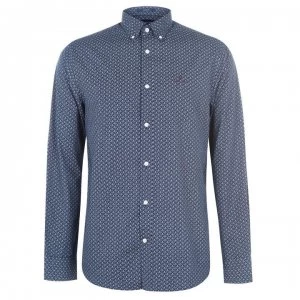 Image of Gant Micro Print Long Sleeve Shirt - Navy 410