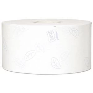 Image of Original Tork Premium Mini Jumbo Toilet Tissue Roll 2 Ply Decor Embossed White Ref 110254 Pack 12