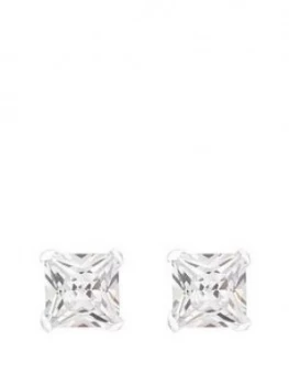 Image of The Love Silver Collection Sterling Silver 5Mm Princess Cut Cubic Zirconia Stud Earrings