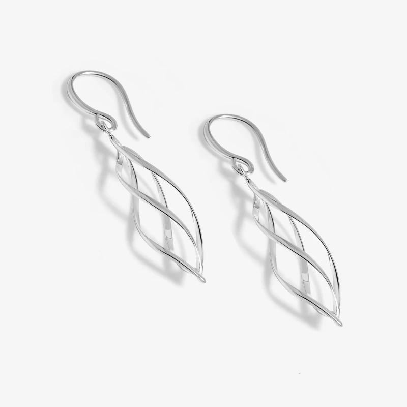Image of Simply Silver Sterling Silver 925 Polished Spiral Drop Earrings Silver female