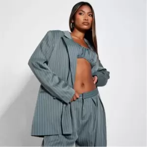 Image of I Saw It First Pinstripe Oversized Blazer - Green